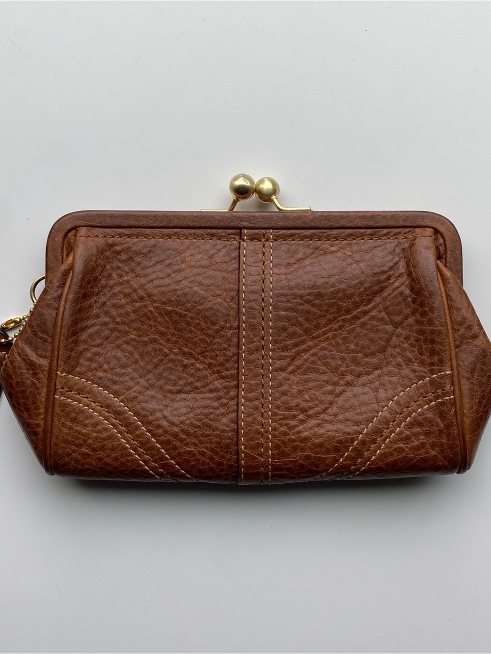 Coach Mia Brown Leather Kisslock Clutch